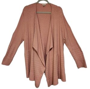Avenue Cardigan Sweater with Irregular Front Hem - Light Pink - Size 26/28